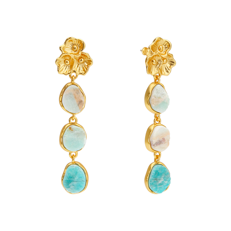 Women'S Fashion Website - IVOG สีเขียว Semi-Precious หินจี้ต่างหูผู้หญิงต่างหูทองเหลืองแฟชั่นเครื่องประดับประณีตของขวัญอย่างเป็นทางการ-เว็บไซต์