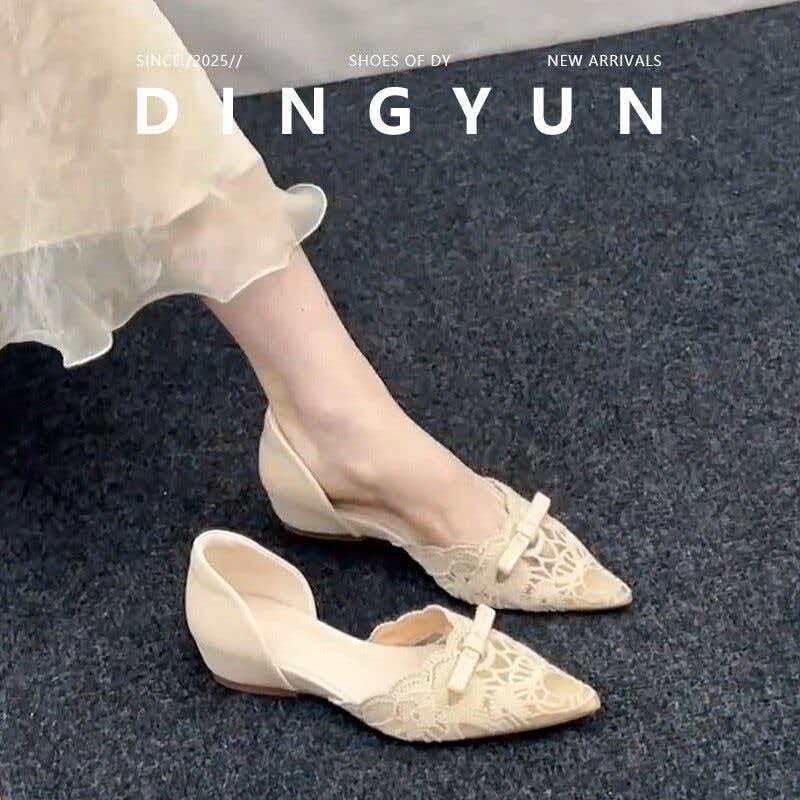 Women'S Fashion Spring Summer 2026 - รองเท้าส้นสูงแบบฝรั่งเศส ดีไซน์โบว์หวาน แบบโปร่ง รุ่นใหม่ประจำฤดูร้อนปี 2026 หัวแหลม