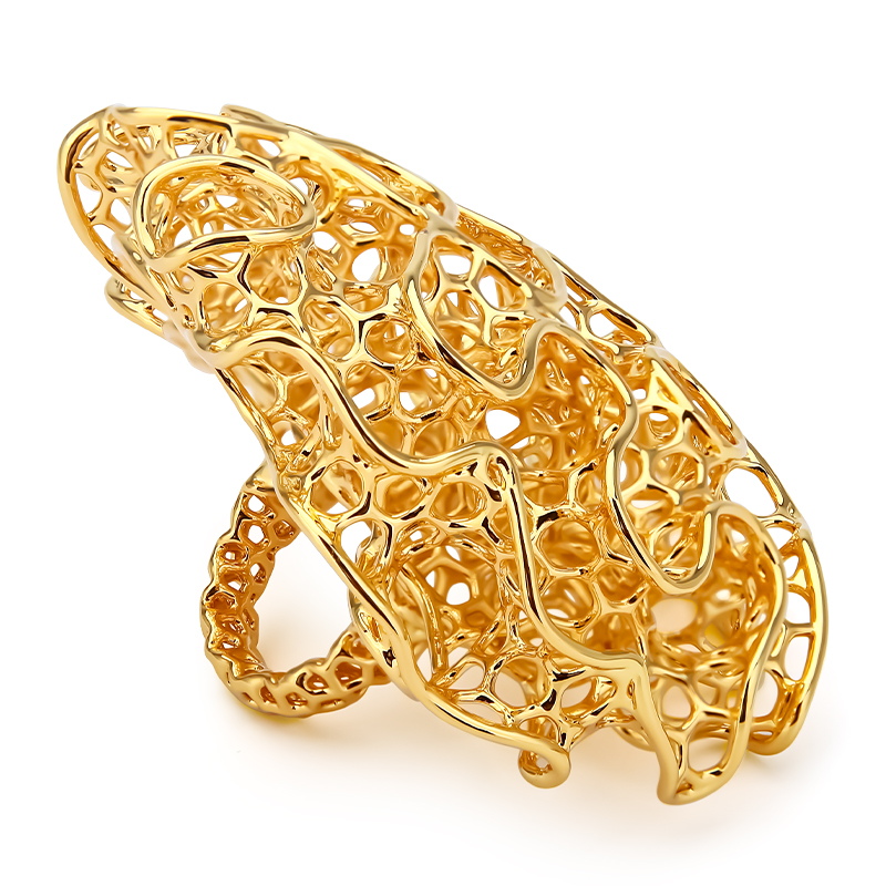 Women'S Fashion Website - IVOG Hollow Out 18K Gold Platedแหวนผู้หญิงหรูหราไม่สม่ําเสมอแหวนแฟชั่นเครื่องประดับหมั้นของขวัญอย่างเป็นทางการ-เว็บไซต์