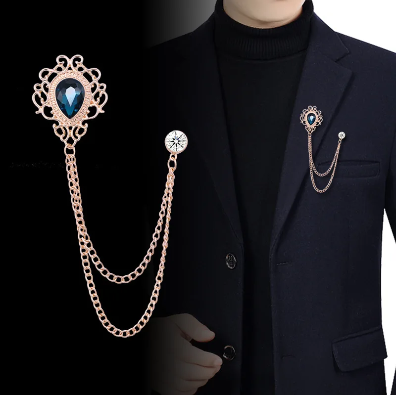 Women'S Fashion Suit - เข็มกลัดติดปกเสื้อแบบวินเทจประดับพู่ห้อยคริสตัลและเพชรเทียม - เครื่องประดับแฟชั่นสำหรับผู้ชายและผู้หญิง ใช้ได้กับเสื้อสูท เสื้อเชิ้ต และเนคไท