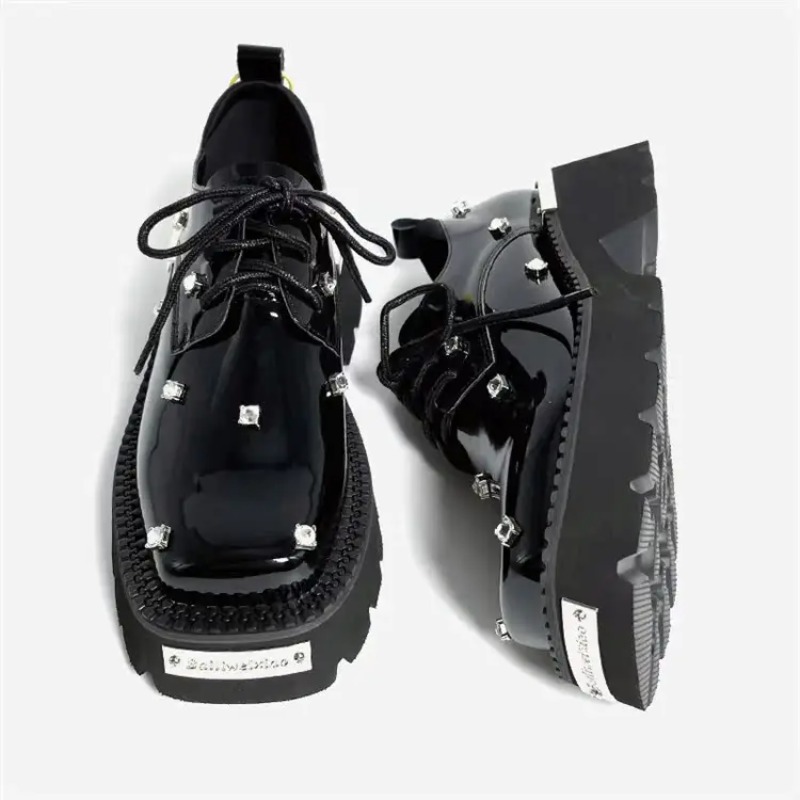 Women'S Fashion Sandals - รองเท้าโลฟเฟอร์ผู้หญิงแบบคริสตัล พื้นหนา สไตล์แมรี่เจน ปี 2025 รองเท้าลำลองแบบสปอร์ต