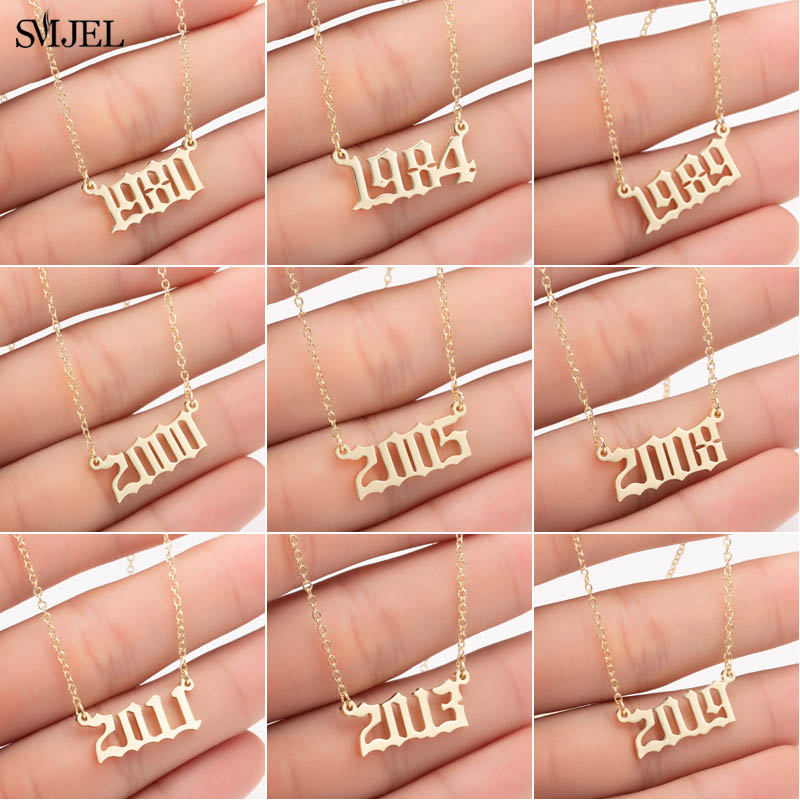 Women'S Fashion Year 2000 - Smjel สร้อยคอเฉพาะตัวสำหรับผู้หญิงเกิดวันที่พิเศษ1982 1989 2000 1999ของขวัญวันเกิดจาก1980ไป2022