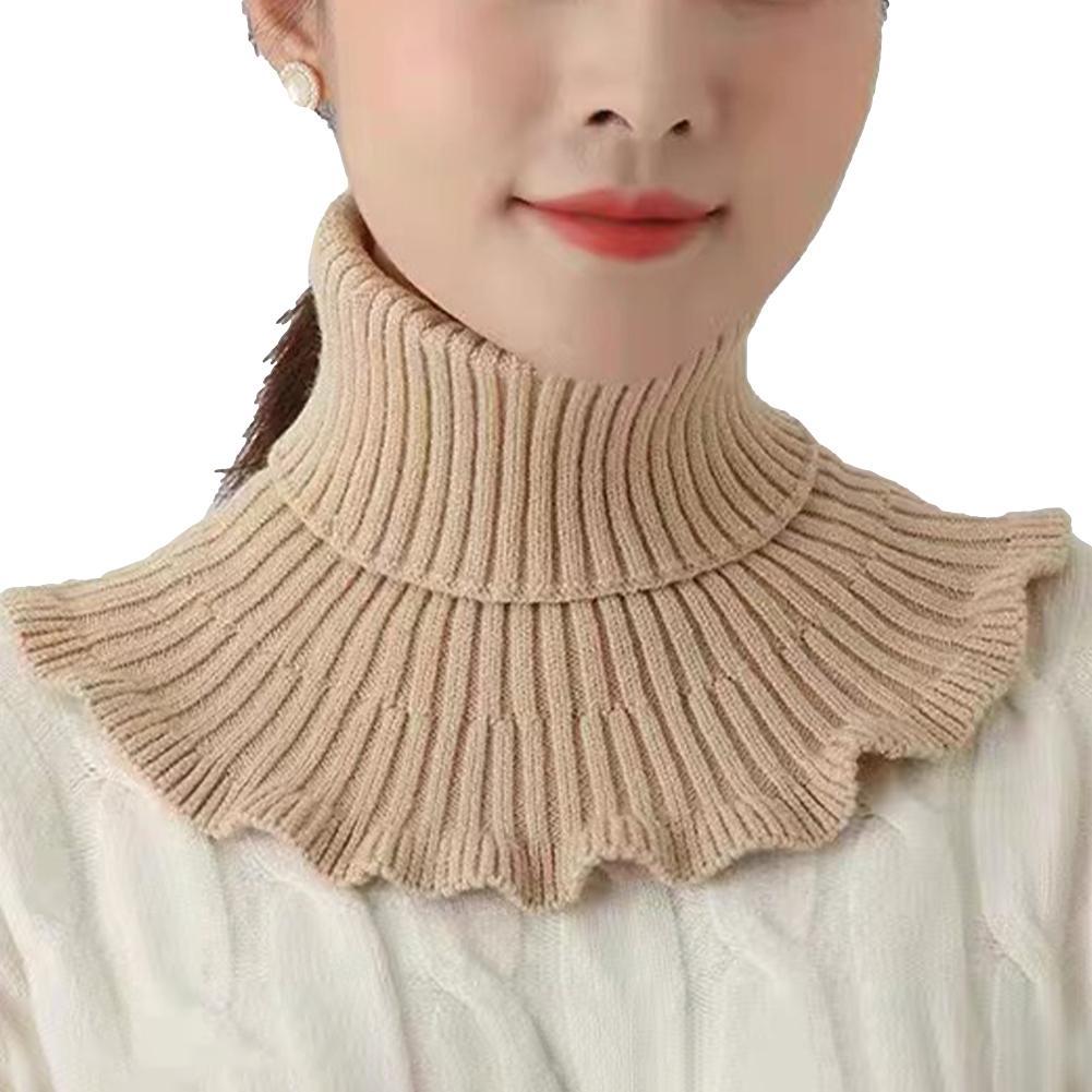 Turtleneck Bodysuit - อบอุ่นถักผ้าพันคอผู้หญิงคอเต่าถักปลอมปลอมที่ถอดออกได้ผ้าพันคอฤดูหนาวที่อบอุ่นWindproof Wrapผ้าพันคอRuffles