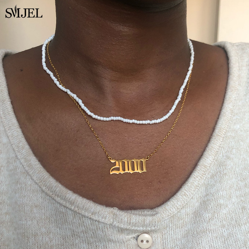 Women'S Fashion Year 2000 - สร้อยคอเลขประจำปีเกิด สร้อยคอผู้หญิง ปี 1985 1996 1999