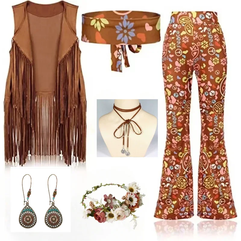 Women'S Fashion From The 70S - Hippie Disco 60s 70s คอสเพลย์เครื่องแต่งกายผู้หญิง Peace