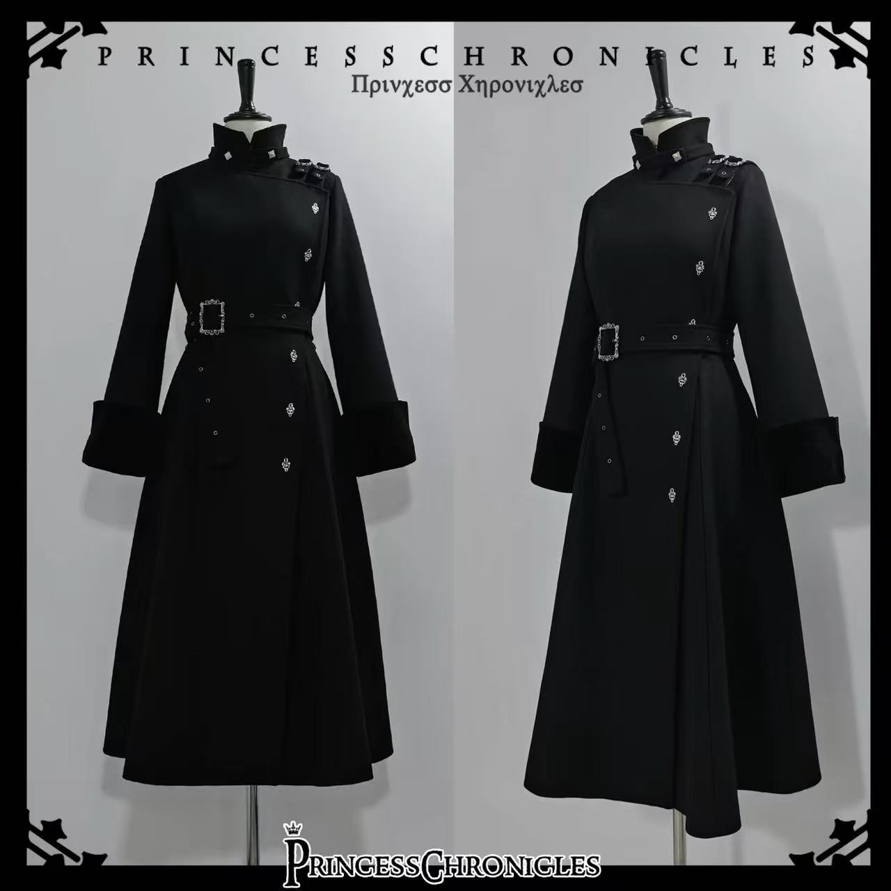 Women Fashion Jackets - เสื้อโค้ทขนสัตว์ยาวสไตล์โกธิคสุดหรูสำหรับผู้หญิง พร้อมเข็มขัดรัดเอว ช่วยให้ดูเพรียวบาง อุ่นสบาย แฟชั่นฤดูใบไม้ร่วง-ฤดูหนาว ปี