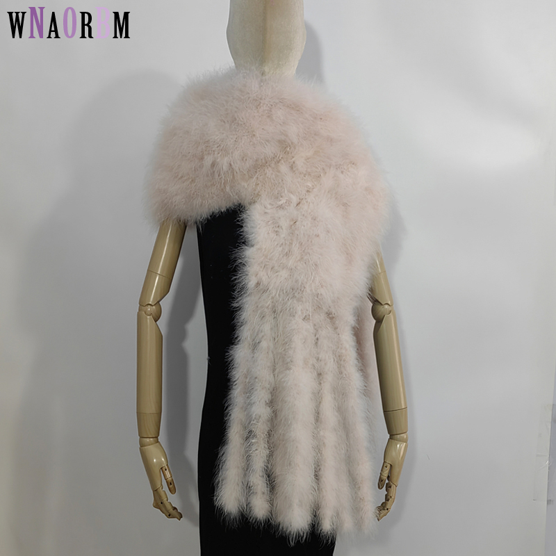 Turkey Women Fashion - ผ้าพันคอสองด้าน 100% ผ้าพันคอพู่ขนนกไก่งวง,เสื้อคลุมยาว,ชุดที่เป็นทางการของผู้หญิง,ชั้นนอก 235 ซม.* 28