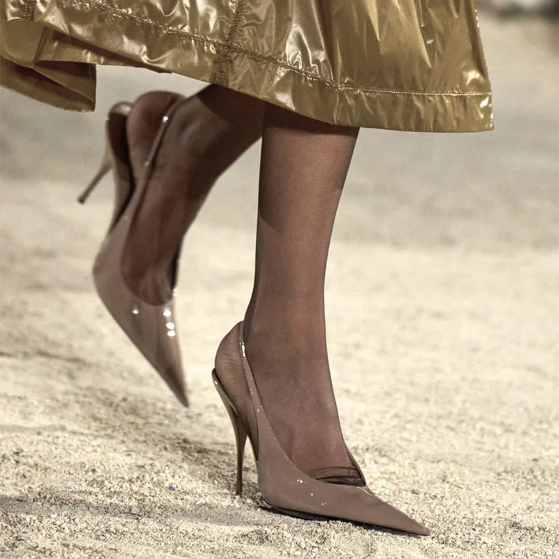 Women'S Fashion Spring Summer 2026 - รองเท้าส้นสูงแบบเปิดส้น ปลายแหลม ดีไซน์เรียบง่าย สไตล์ยุโรปและอเมริกา แฟชั่นอเนกประสงค์ เหมาะสำหรับงานเลี้ยง