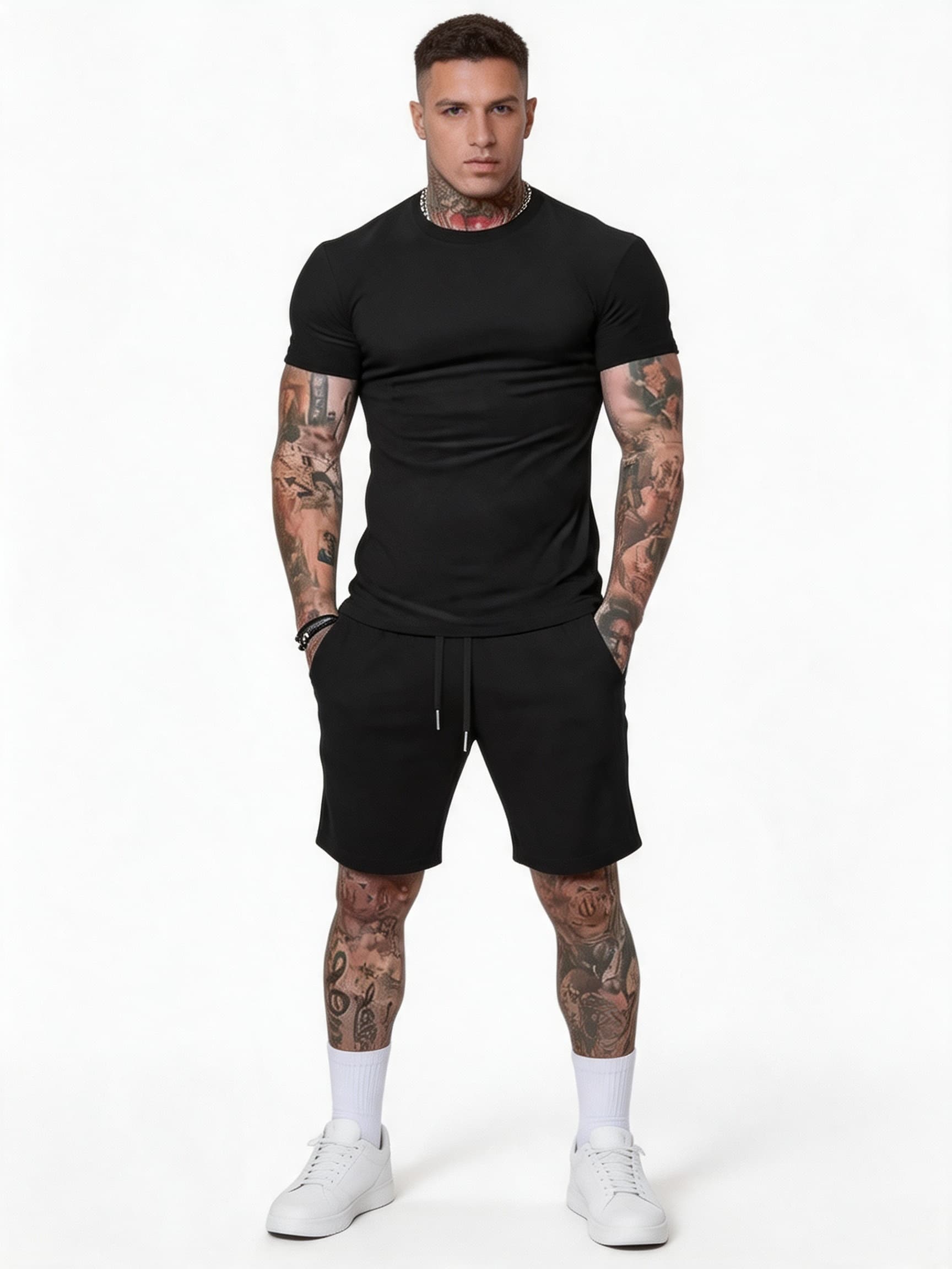 Women And Men Fashion - ชุดลำลองแฟชั่นสำหรับฤดูร้อน เสื้อผ้ากีฬากลางแจ้งสำหรับผู้หญิง ชุดเสื้อแขนสั้นกางเกงขาสั้น แห้งเร็ว ชุดเสื้อยืดและกางเกงสำหรับผู้ชาย 2