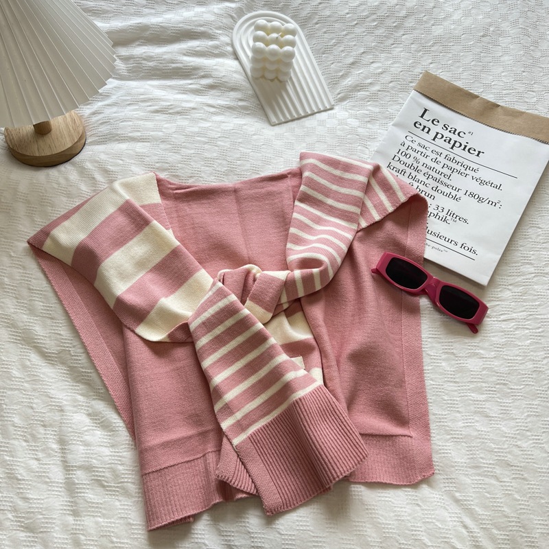 Women'S Fashion Website - ผ้าถักคลุมไหล่ลายทางสีดำและสีขาวเข้าได้กับเว็บไซต์ตกแต่งแฟชั่นเข้าได้กับทุกชุดผ้าพันคอป้องกันคอไซส์ใหญ่พิเศษสีแดง