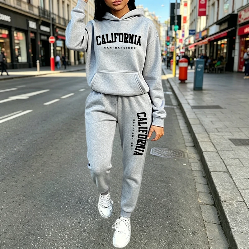 Women'S Fashion Suit - ชุดลำลองสไตล์คนเมือง เสื้อฮู้ดดี้และกางเกงจ็อกเกอร์ แฟชั่นฤดูใบไม้ร่วง-ฤดูหนาว 2026 คอลเลคชั่นใหม่ ชุดวอร์มผู้หญิง