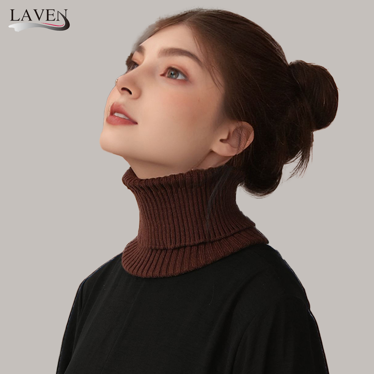 Turtleneck Bodysuit - ปลอกคอถักแฟชั่นสำหรับฤดูใบไม้ร่วงและฤดูหนาว ผ้าพันคอสีพื้นสำหรับผู้หญิง ปลอกคอแบบคอเต่า ปลอกคอถอดได้ กันลมและให้ความอบอุ่นในฤดูหนาว