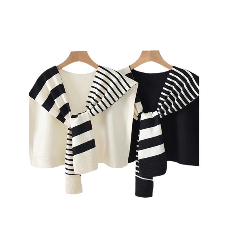 Women'S Fashion Website - ผ้าคลุมไหล่ถักลายทางสีดำขาวแบบใหม่ แฟชั่นเข้าชุดกันทุกแบบ ตกแต่งสวยงาม ไซส์ใหญ่พิเศษ สีแดง ป้องกันคอและไหล่