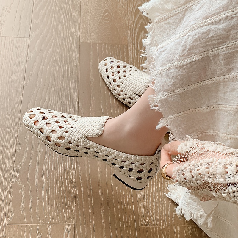Women'S Fashion Sandals - รองเท้าสานหนังแท้แฟชั่นสุดฮิตปี 2026 รองเท้าส้นเตี้ยระบายอากาศสำหรับผู้หญิง รองเท้าลำลองแบบสวมสำหรับฤดูร้อน รองเท้าลำลองสำหรับผู้หญิง