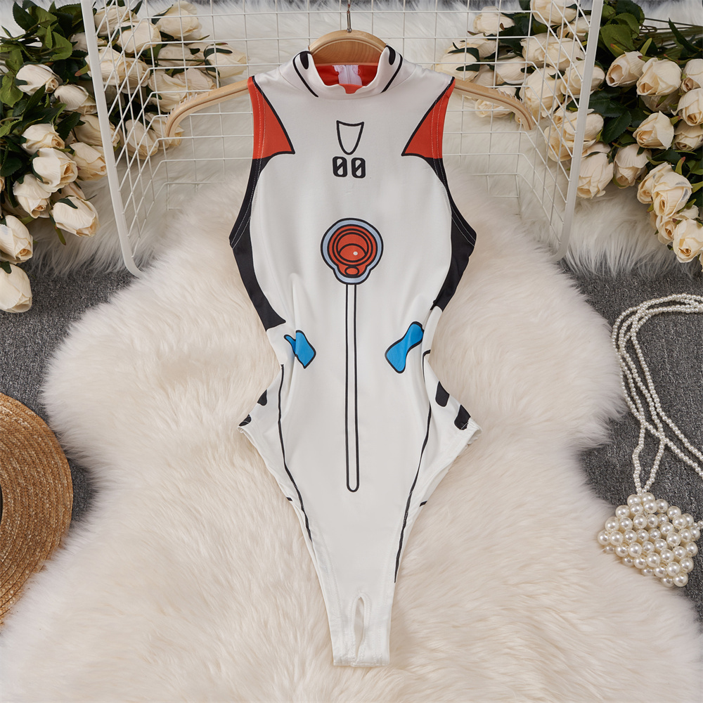 สีขาวน่ารักหวานการ์ตูนพิมพ์Jum - Turtleneck Bodysuit บทวิจารณ์และราคา
