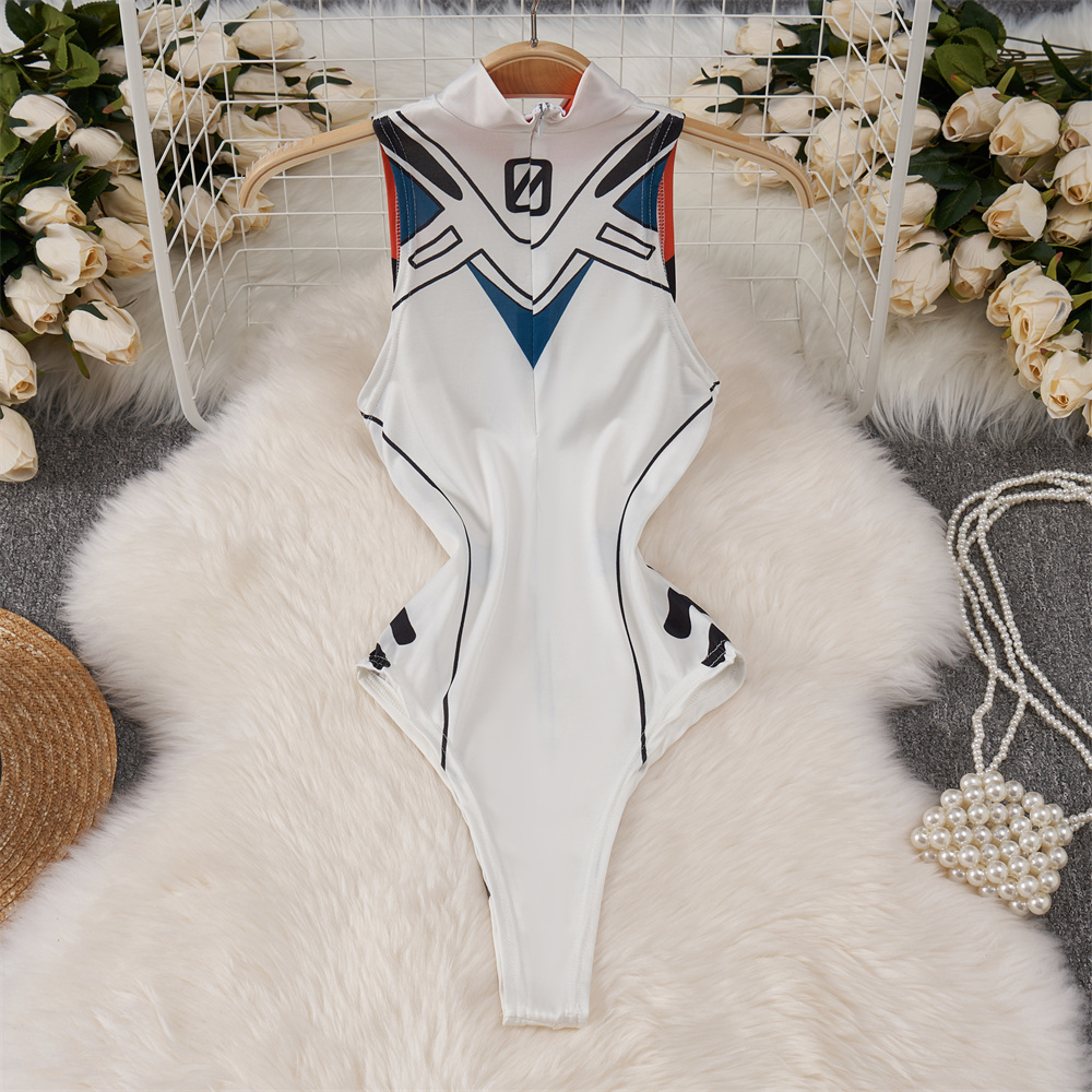 สีขาวน่ารักหวานการ์ตูนพิมพ์Jum - Turtleneck Bodysuit บทวิจารณ์และราคา