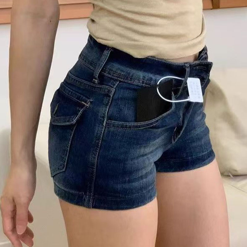กางเกงยีนส์ขาสั้นสีน้ำเงินเข้ม - Denim Shorts Women บทวิจารณ์และราคา