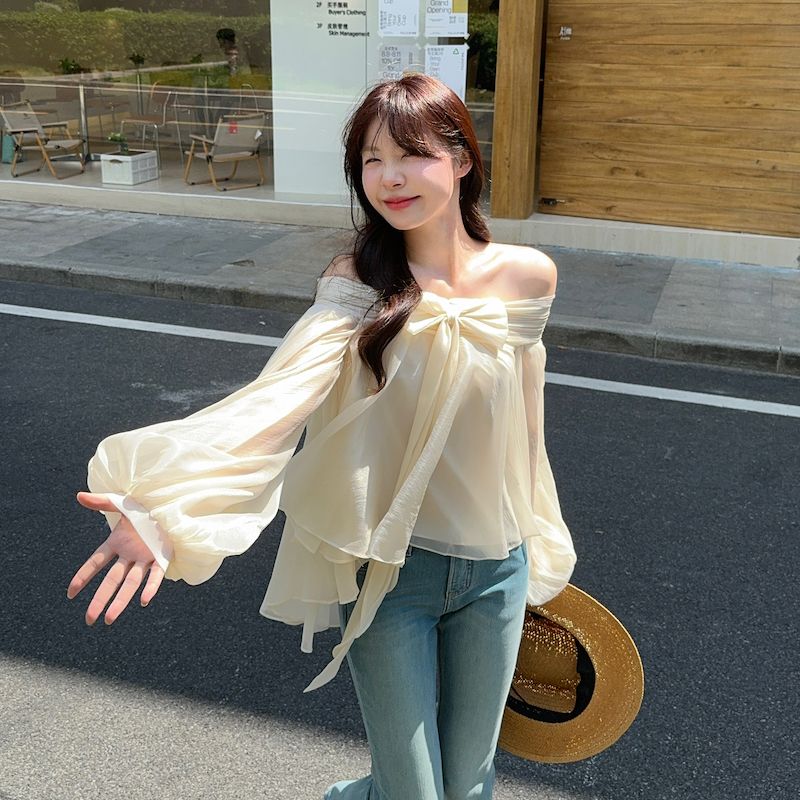 เสื้อเชิ้ตแขนพองสไตล์ฝรั่งเศสส - Off Shoulder Top บทวิจารณ์และราคา