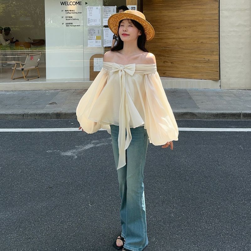 เสื้อเชิ้ตแขนพองสไตล์ฝรั่งเศสส - Off Shoulder Top บทวิจารณ์และราคา