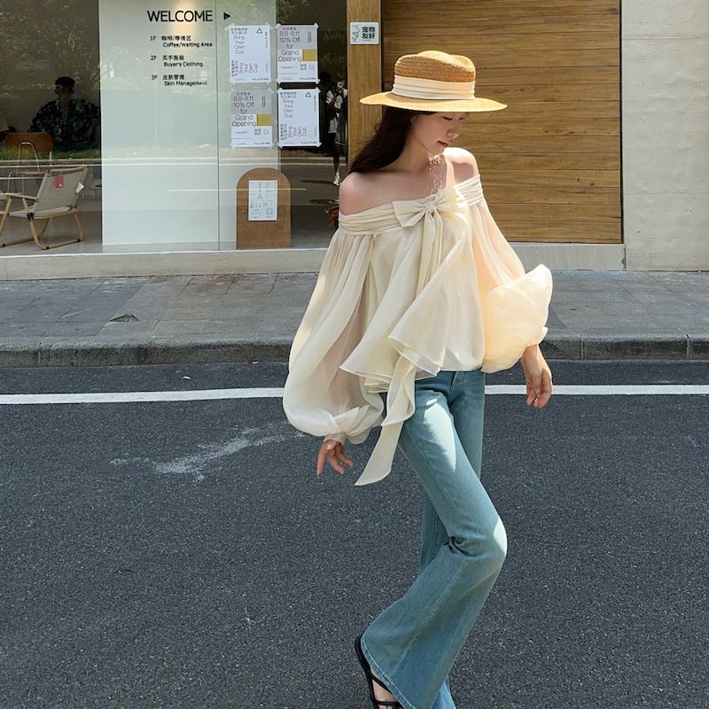 เสื้อเชิ้ตแขนพองสไตล์ฝรั่งเศสส - Off Shoulder Top บทวิจารณ์และราคา