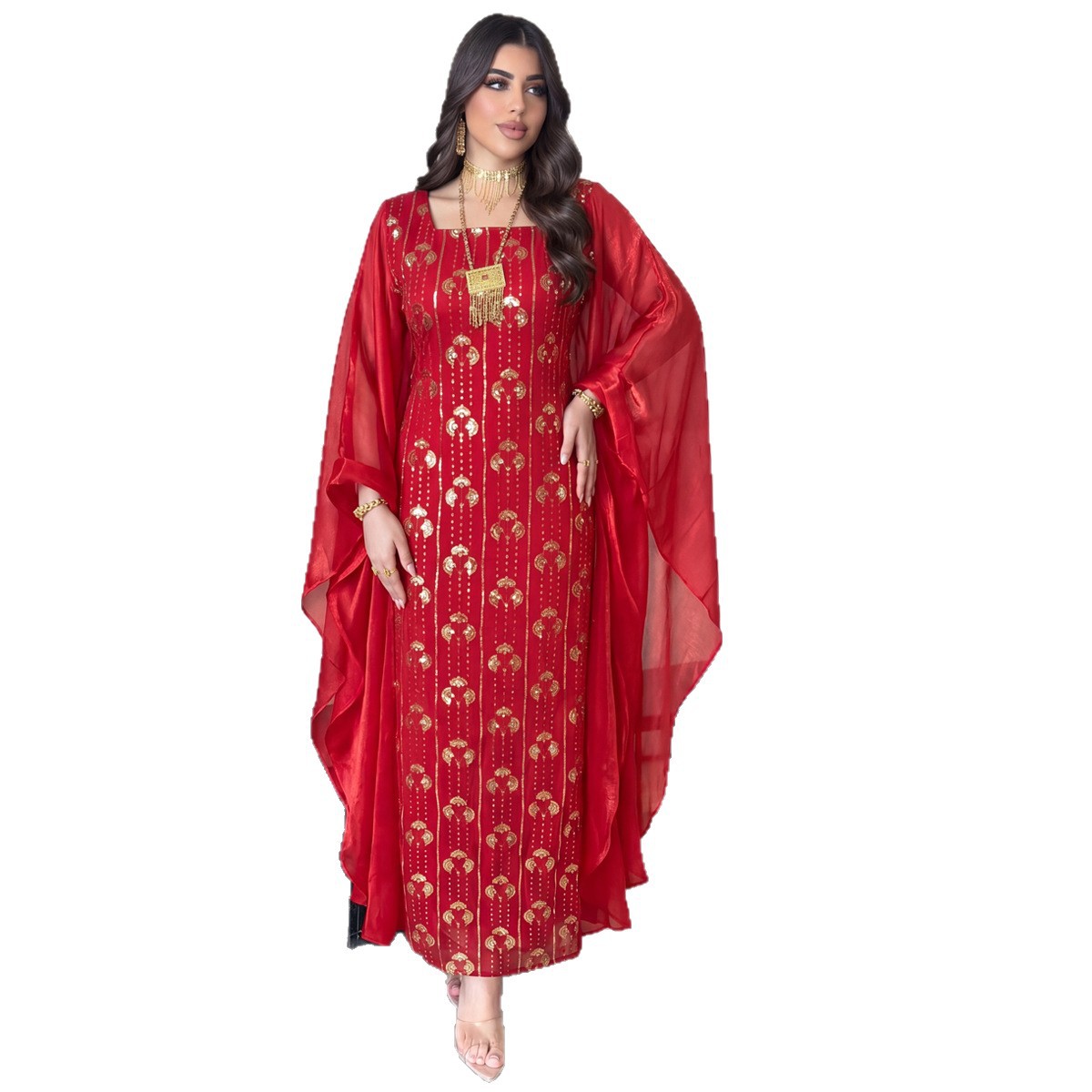 ชุดเดรสยาวปักเลื่อมสไตล์คาฟตัน - Turkey Women Fashion บทวิจารณ์และราคา