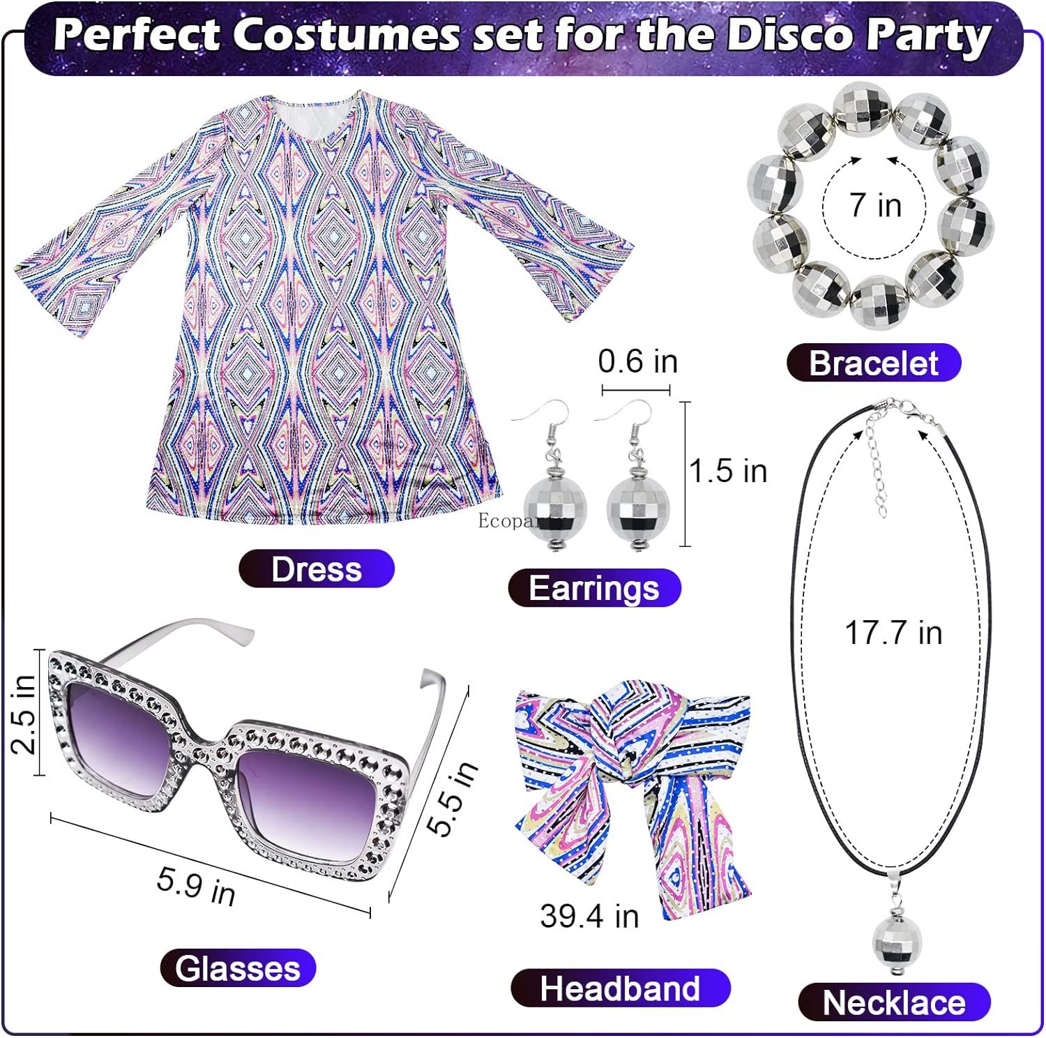 Disfraz 70s ผู้หญิงดิสโก้ชุด H - Women'S Fashion From The 70S บทวิจารณ์และราคา
