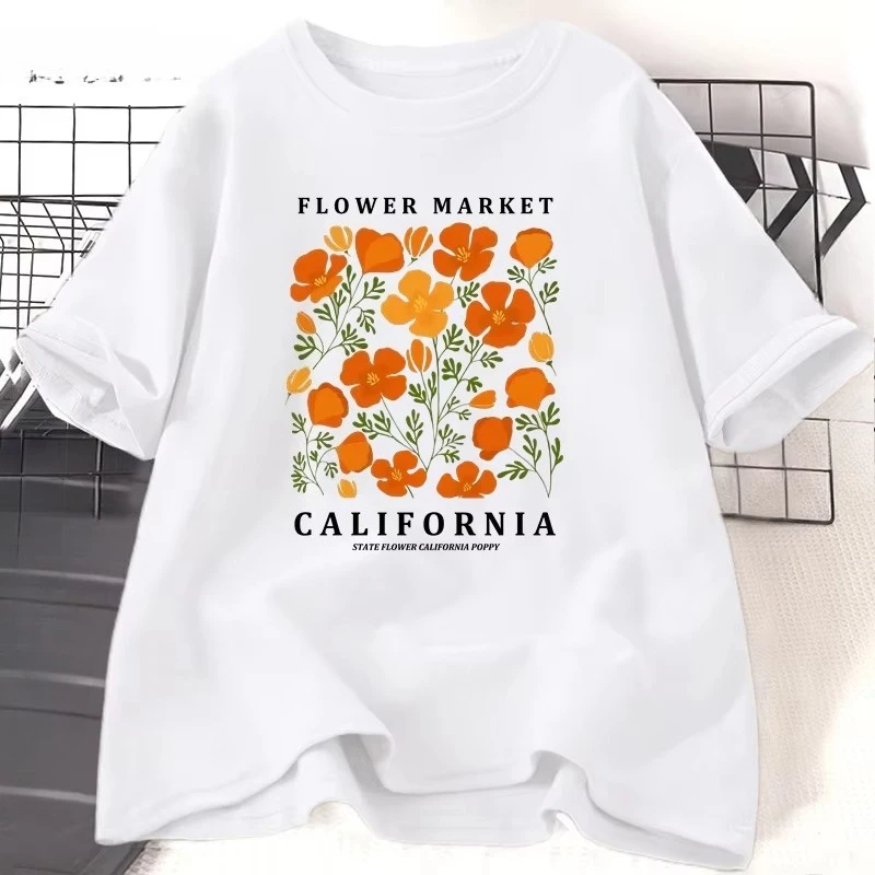 เสื้อยืดลายดอกไม้แคลิฟอร์เนีย  - Women'S Fashion Market Size บทวิจารณ์และราคา