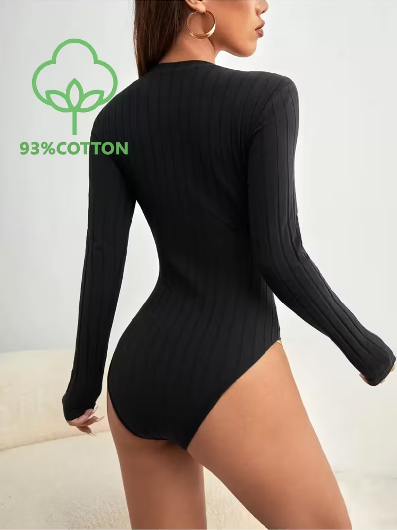 บอดี้สูทแขนยาวสีพื้นแบบลำลอง เ - Turtleneck Bodysuit บทวิจารณ์และราคา