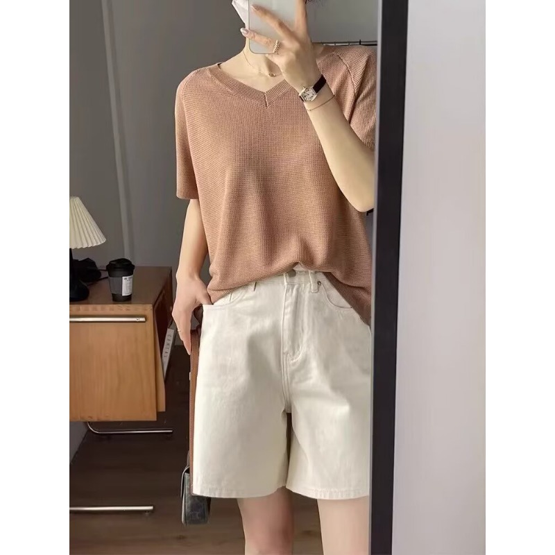 กางเกงยีนส์ขาสั้นผู้หญิง สีขาว - Denim Shorts Women บทวิจารณ์และราคา