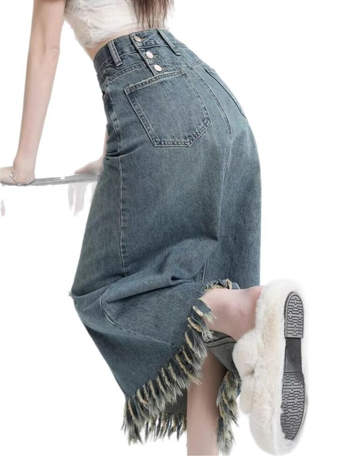 กระโปรงยีนส์เอวสูงทรงวินเทจสำห - Denim Shorts Women บทวิจารณ์และราคา