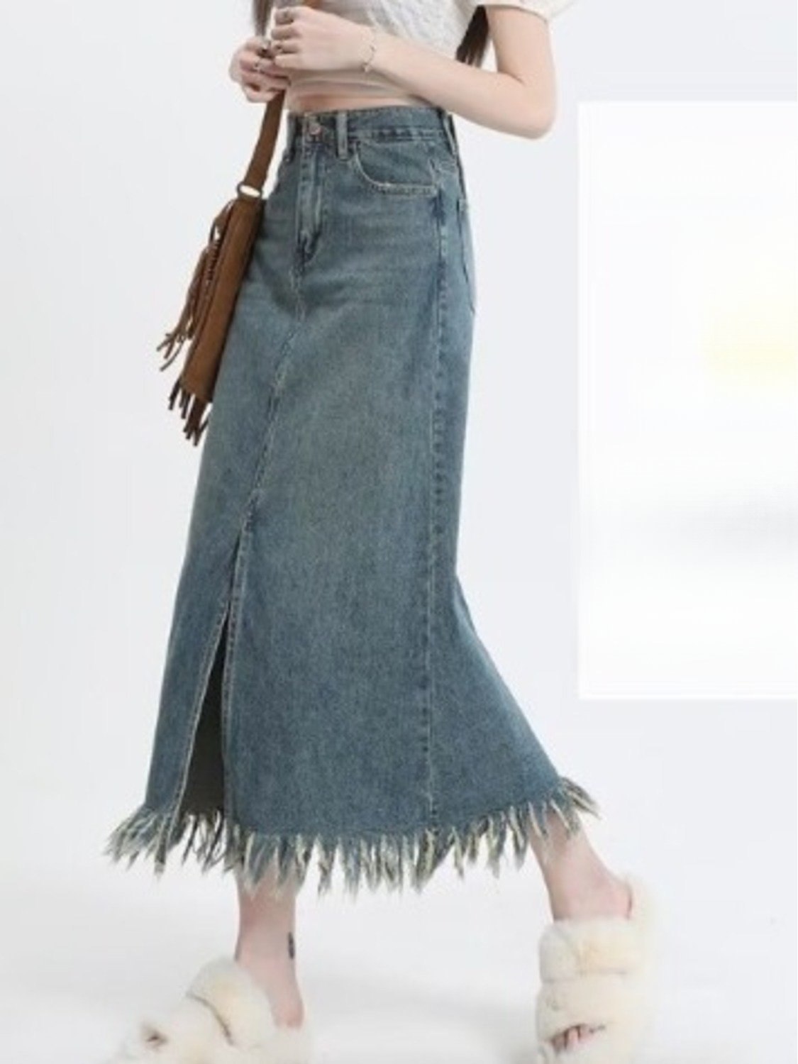 กระโปรงยีนส์เอวสูงทรงวินเทจสำห - Denim Shorts Women บทวิจารณ์และราคา