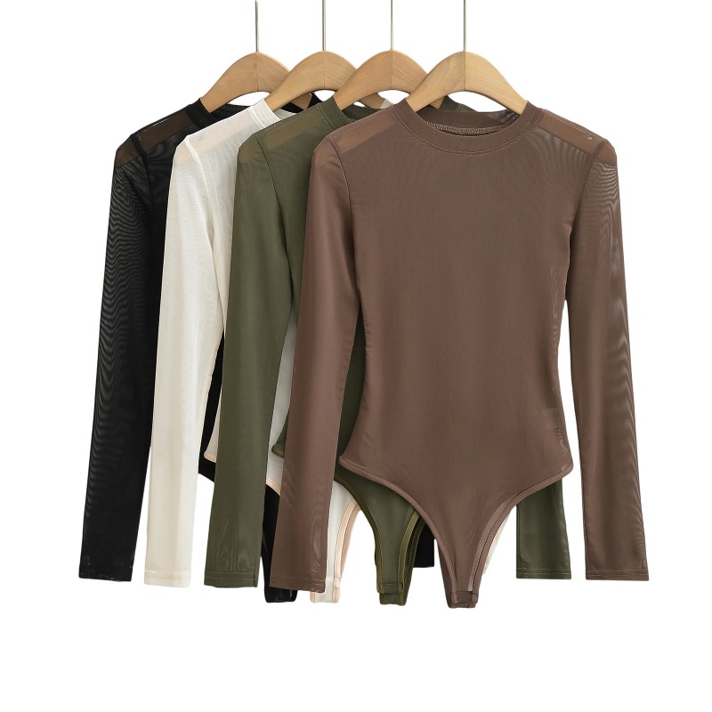 ตาข่าย Crewneck แขนยาวผู้หญิงเ - Turtleneck Bodysuit บทวิจารณ์และราคา