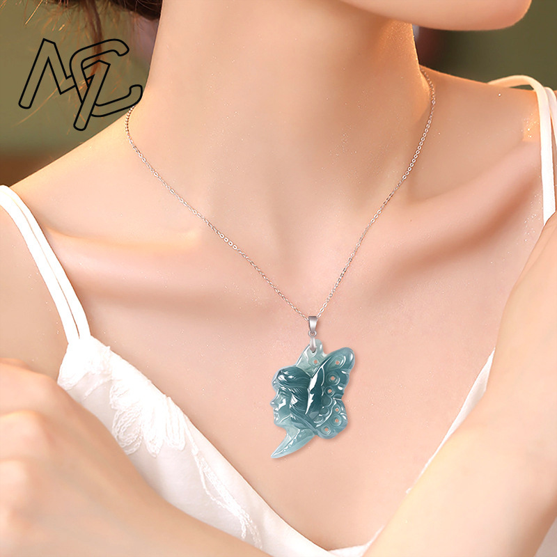 สร้อยคอจี้หยกน้ำเงินธรรมชาติ S - Women'S Fashion บทวิจารณ์และราคา