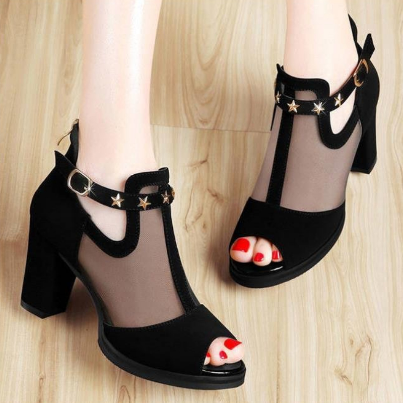 รองเท้าส้นสูงแบบเปิดนิ้วเท้า ส - Women'S Fashion Korea บทวิจารณ์และราคา